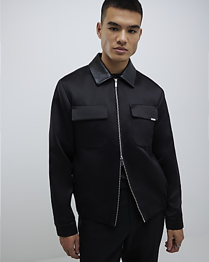Black Satin Shacket