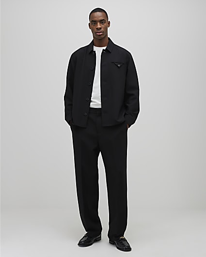 Black Relaxed Fit Suit Trousers