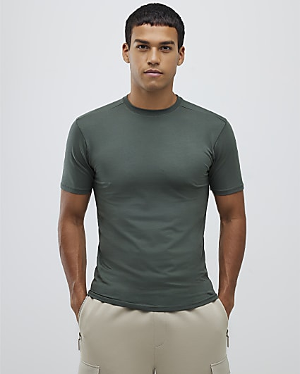 Khaki 3 pack Mixed Muscle Fit T-Shirts