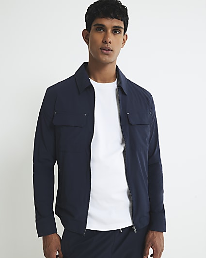 Navy Muscle Fit Shacket
