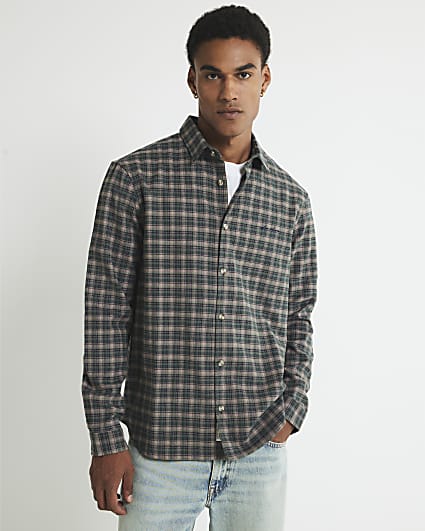 Green Regular Fit Multi Check Shirt