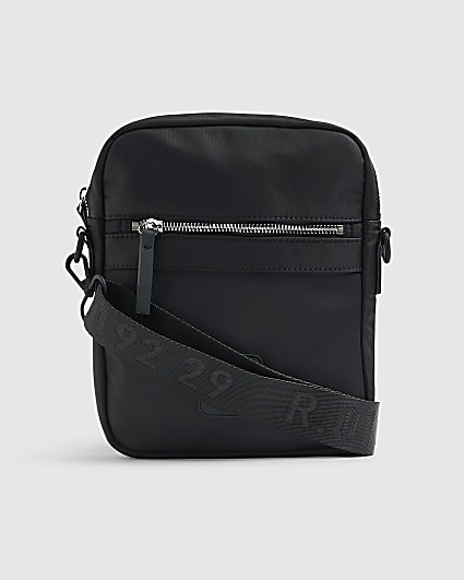 Black Nylon Badge Cross Body Bag