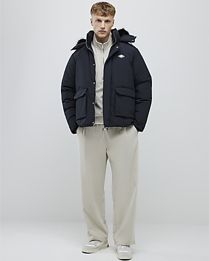 Black Premium Faux Fur Trim Puffer Jacket
