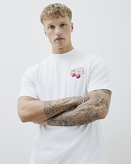 White Regular Fit Japanese Cherry T-Shirt