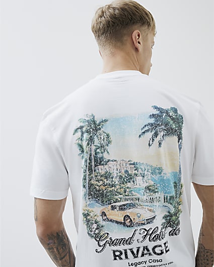 White Regular Fit Grand Hotel T-Shirt
