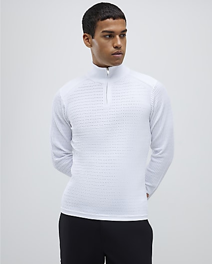 White Long Sleeve Knitted Funnel Jumper