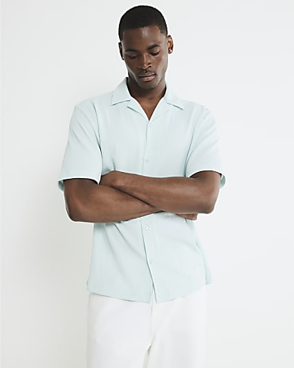 Blue Regular Fit Crinkle Textured Shirt