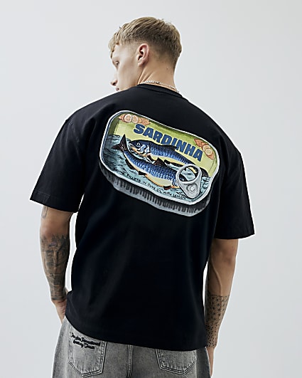 Black Boxy Fit Sardine Tin T-Shirt