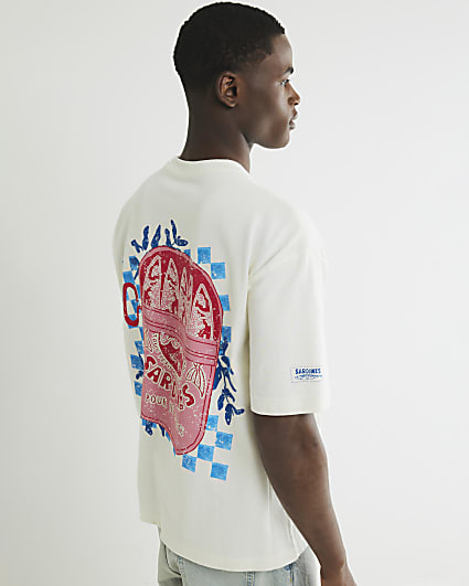 Ecru Boxy Fit Sardine T-Shirt