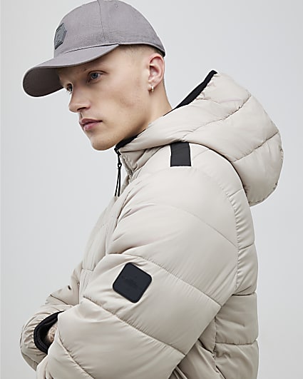 Beige  Hooded Puffer Jacket