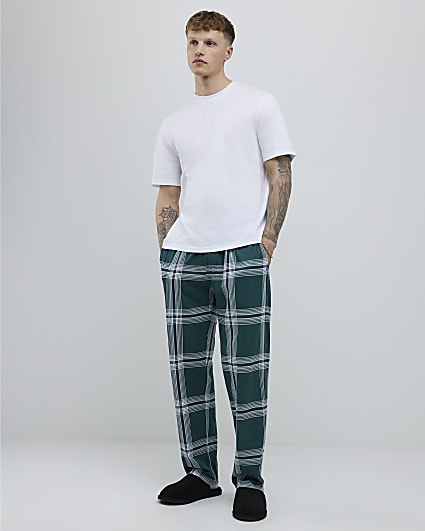 Green Check White Trousers Loungewear Set
