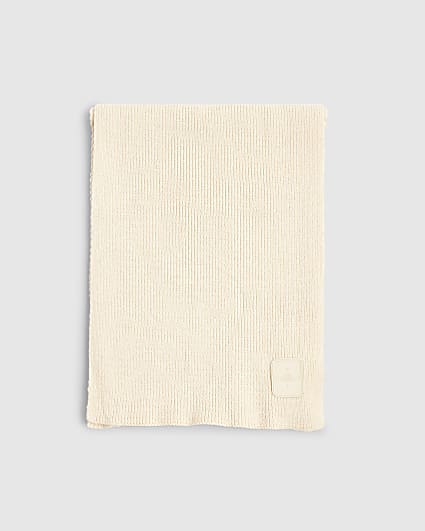 Ecru Knitted Badge Scarf