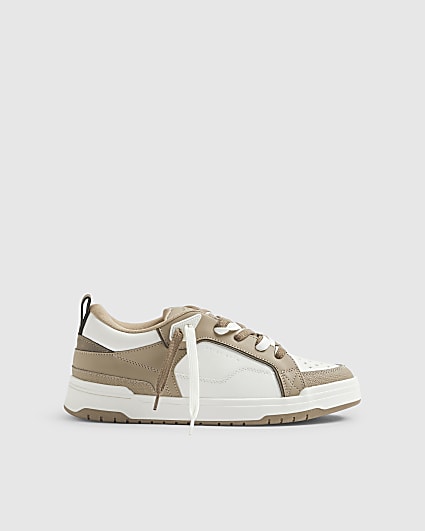 Beige Embossed Stars Trainers