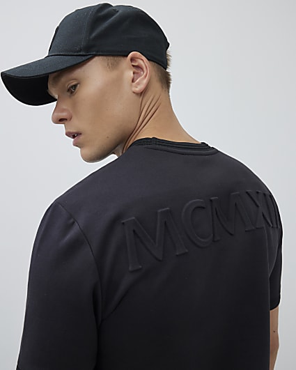 Black Slim Fit Embossed MCMXI T-Shirt