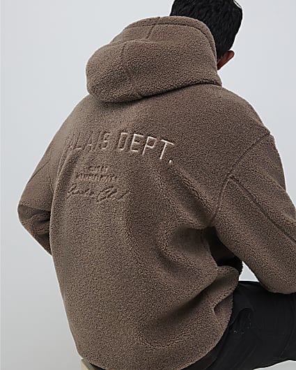Brown Oversized Fit Palais Dept Borg Hoodie