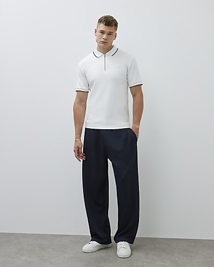 White Muscle Fit Les Amis Stripe Polo Shirt