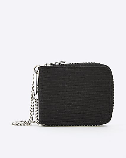 Black Chain Zip Around Wallet