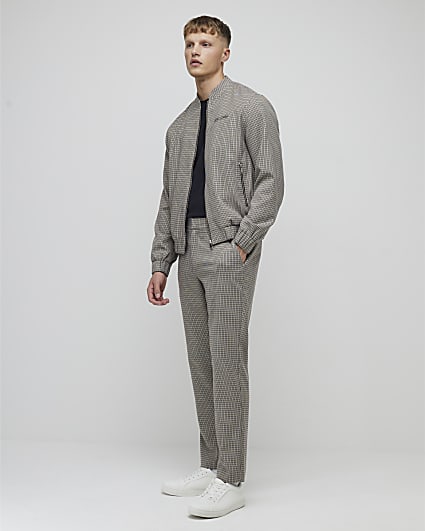 Brown Relaxed Fit Check Smart Trousers