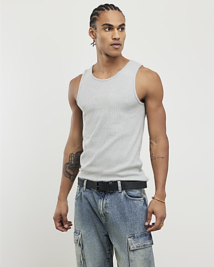 Grey Marl Rib Vest Multipack