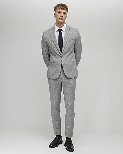 Grey Puppy Tooth Check Skinny Suit Trousers