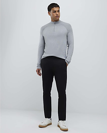 Black Slim Fit Elasticated Chino Trousers