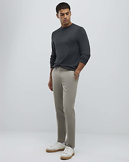 Stone Slim Fit Elasticated Chino Trousers