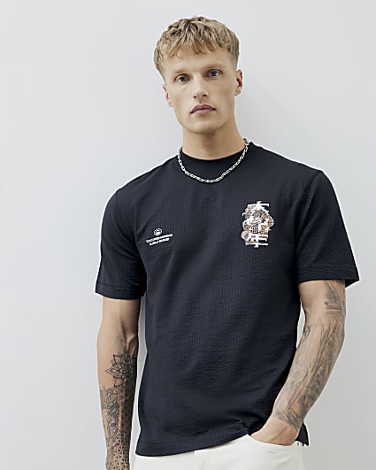 Black Regular Fit Japanese Dragon T-Shirt