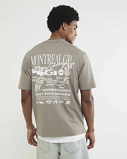 Beige Regular Fit GP Racing T-Shirt