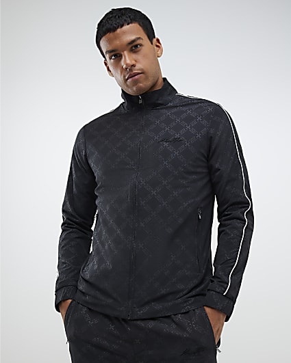 Black Monogram Funnel Jacket