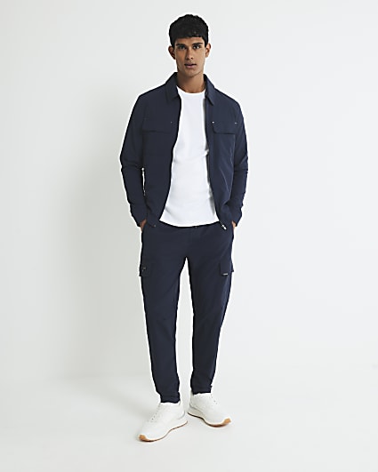Navy Skinny Fit Cargo Trousers