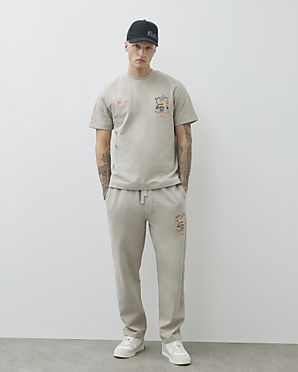 Grey Regular Fit Washed Hayashima Joggers