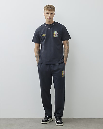 Black Regular Fit Washed Hayashima Joggers