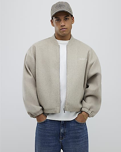 Beige Oversized Fit Sanctuaire Bomber Jacket