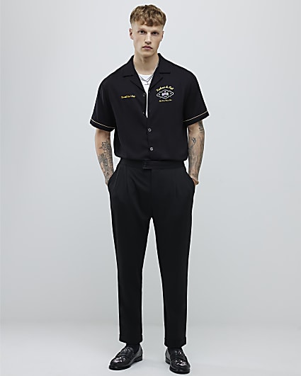 Black Tapered Fit Ponte Trousers