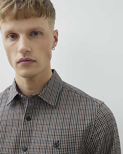 Brown Regular Fit Check Shirt