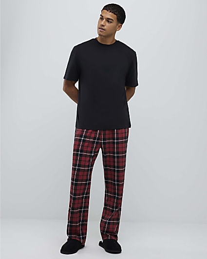 Red Check Trousers Loungewear Set