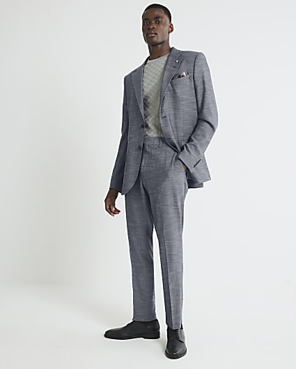 Blue Regular Fit Denim Suit Trousers