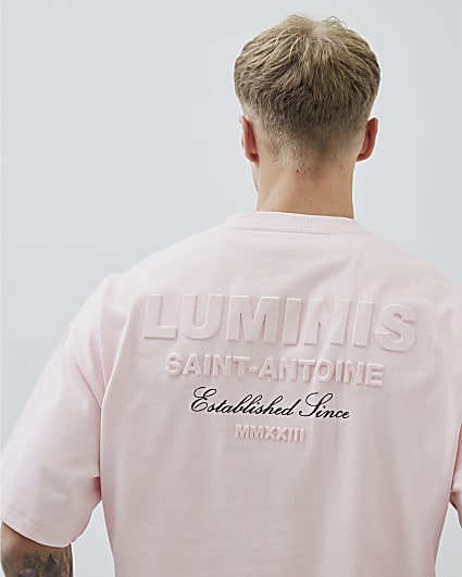 Pink Oversized Fit Luminis Embossed T-Shirt