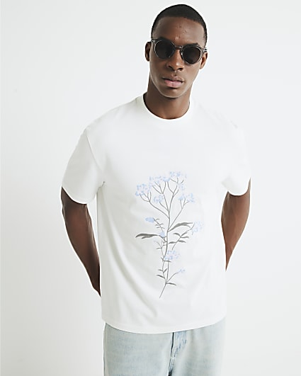 White Regular Fit Florence Floral T-Shirt