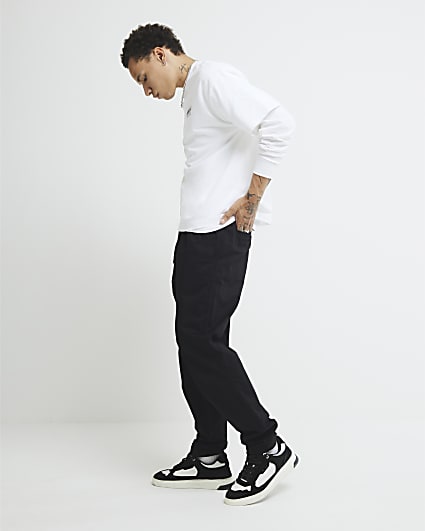 Black Regular Fit Pull On Joggers