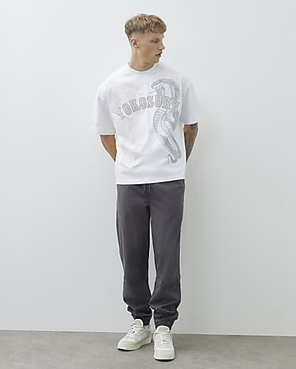 Grey Regular Fit Cuffed Joggers