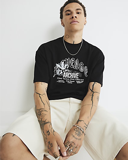 Black Oversized Fit Revenge Script T-Shirt