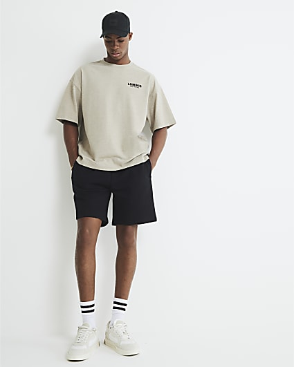 Black Regular Fit Jogger Shorts