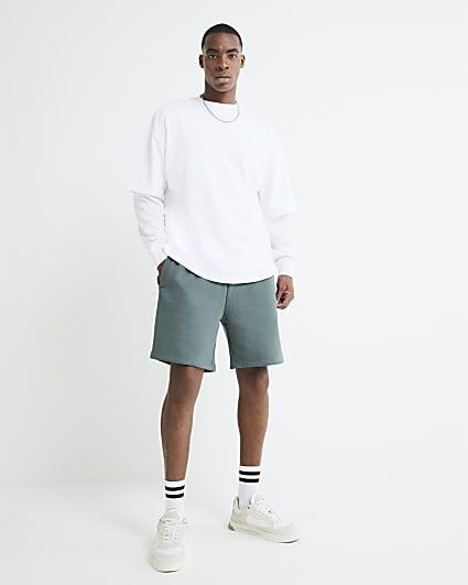 Green Regular Fit Jogger Shorts