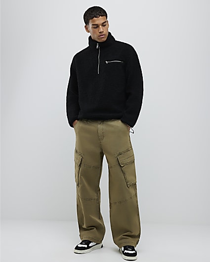 Khaki Super Baggy Cargo Trousers