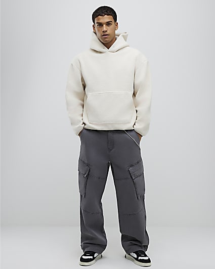 Grey Super Baggy Cargo Trousers