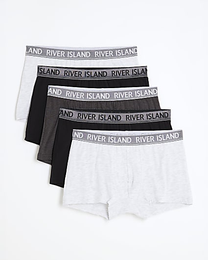 Grey Textured Waistband Pack Of 5 Trunks