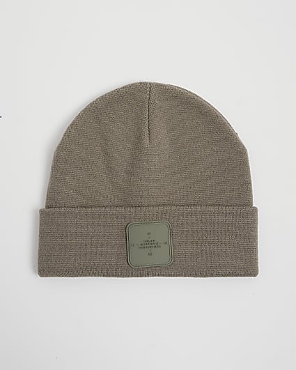 Khaki Badge Beanie Hat
