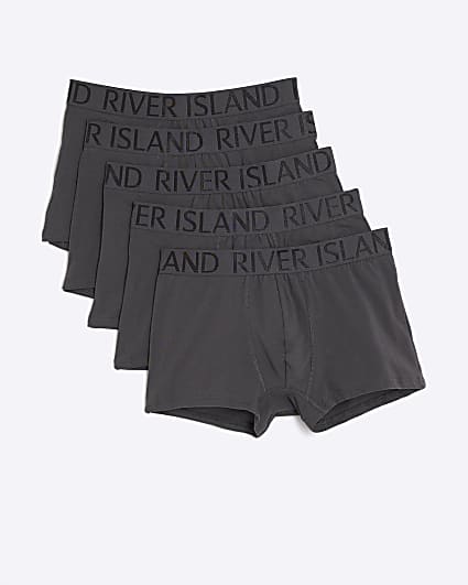 Grey RI Jacquard Waistband Pack Of 5 Trunks