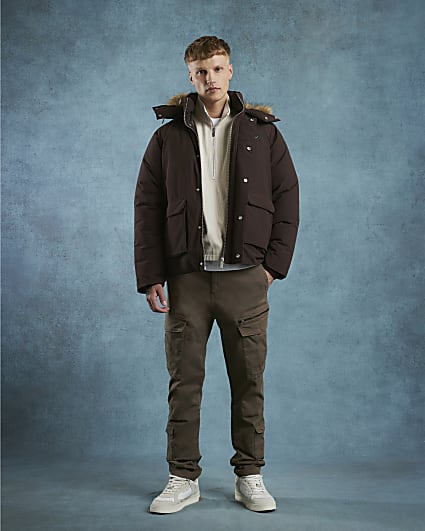 Brown Skinny Fit Cargo Trousers